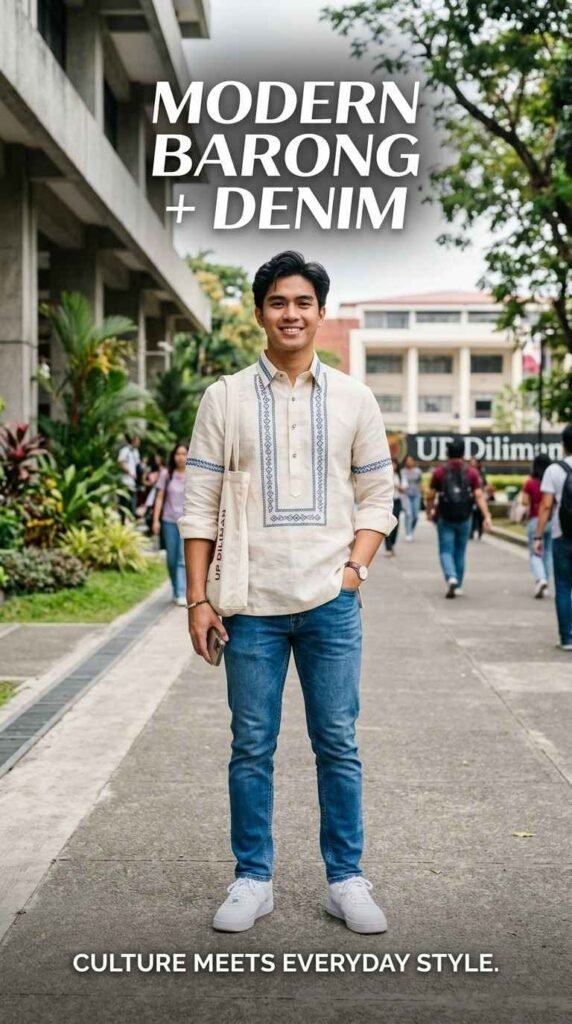 6. Modern Barong + Denim — The Contemporary Male Buwan ng Wika OOTD