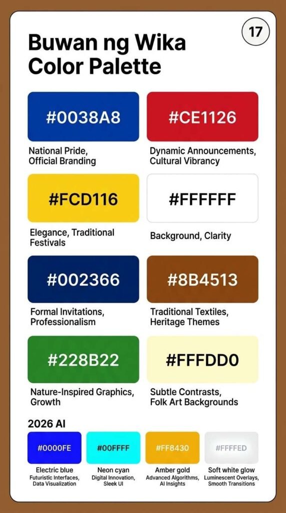 17. Talahanayan ng mga Hex Codes para sa mga Disenyo ng Buwan ng Wika