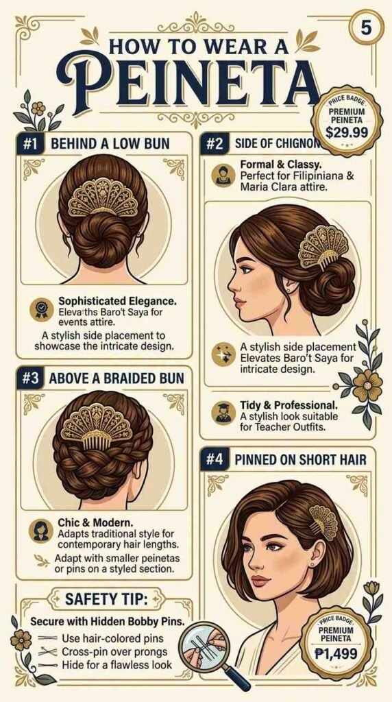 5. Tradisyonal na Peineta at Ayos ng Buhok para sa Maria Clara