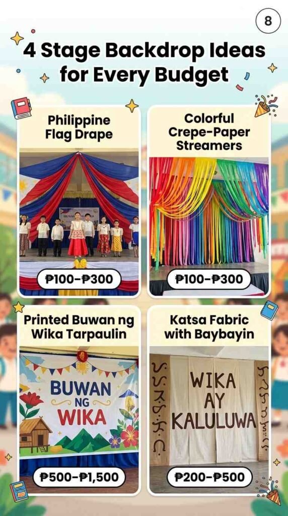 8. Apat na Ideya para sa Stage Backdrop ng Paaralan: Mula Mura hanggang Printed