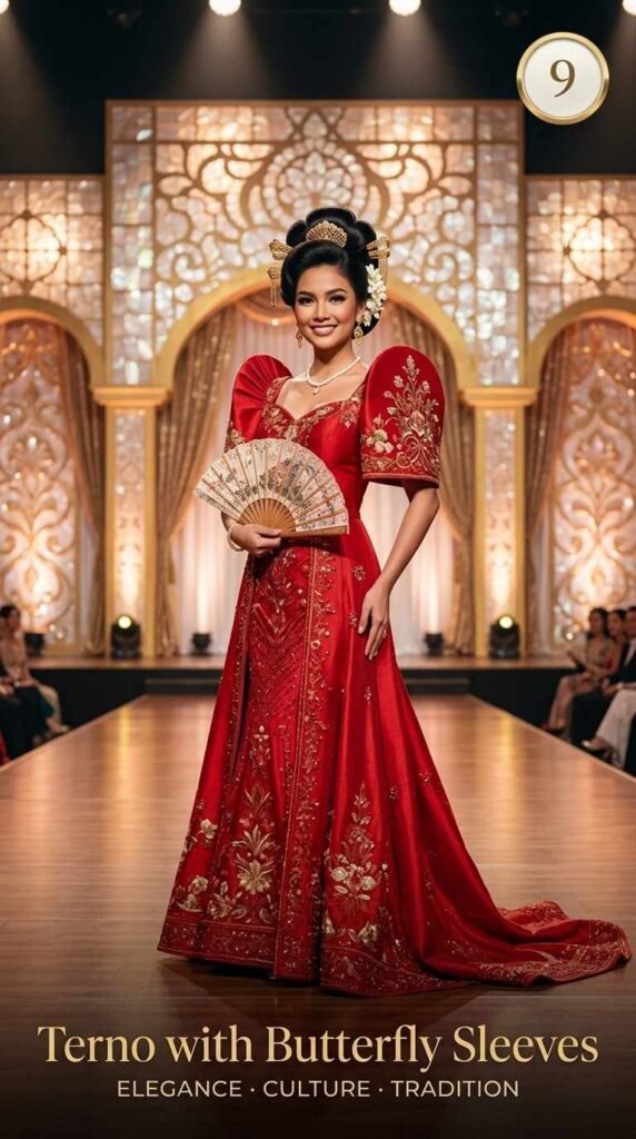 9. Maringal na Terno na may Butterfly Sleeves — Ang Pinakamagandang Kasuotan para sa mga Kababaihan