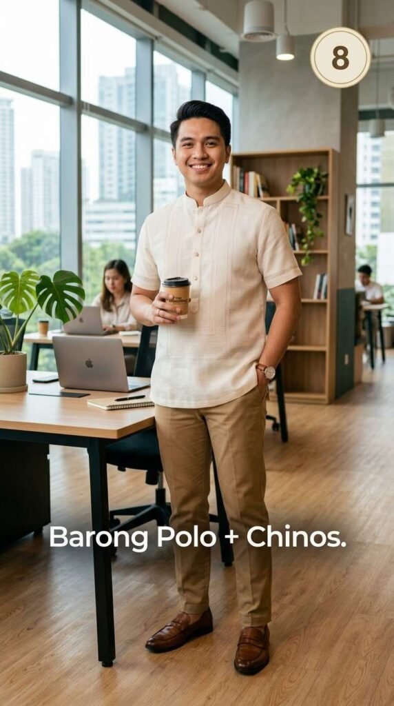 8. Barong Polo + Chinos — Ang Smart Casual na Kasuotan sa Opisina para sa Kalalakihan