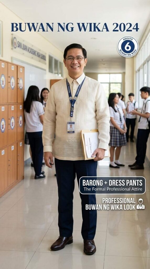 6. Barong Tagalog + Dress Pants — Ang Kasuotan para sa mga Lalaking Guro
