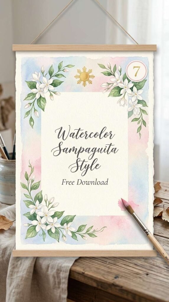 7. Watercolor Sampaguita Poster Background para sa mga Paligsahang Pampanitikan
