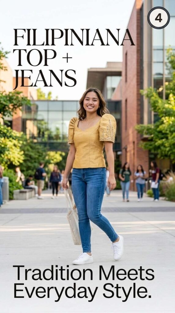 4. Filipiniana Blouse + Jeans — Ang Makabagong Kasuotan ng mga Estudyante