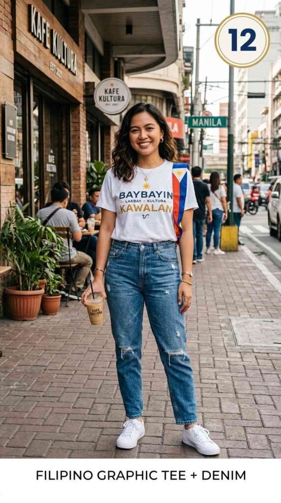 12. Graphic Tee na may Disenyong Baybayin — Ang Kaswal na Kasuotan para sa Kabataan